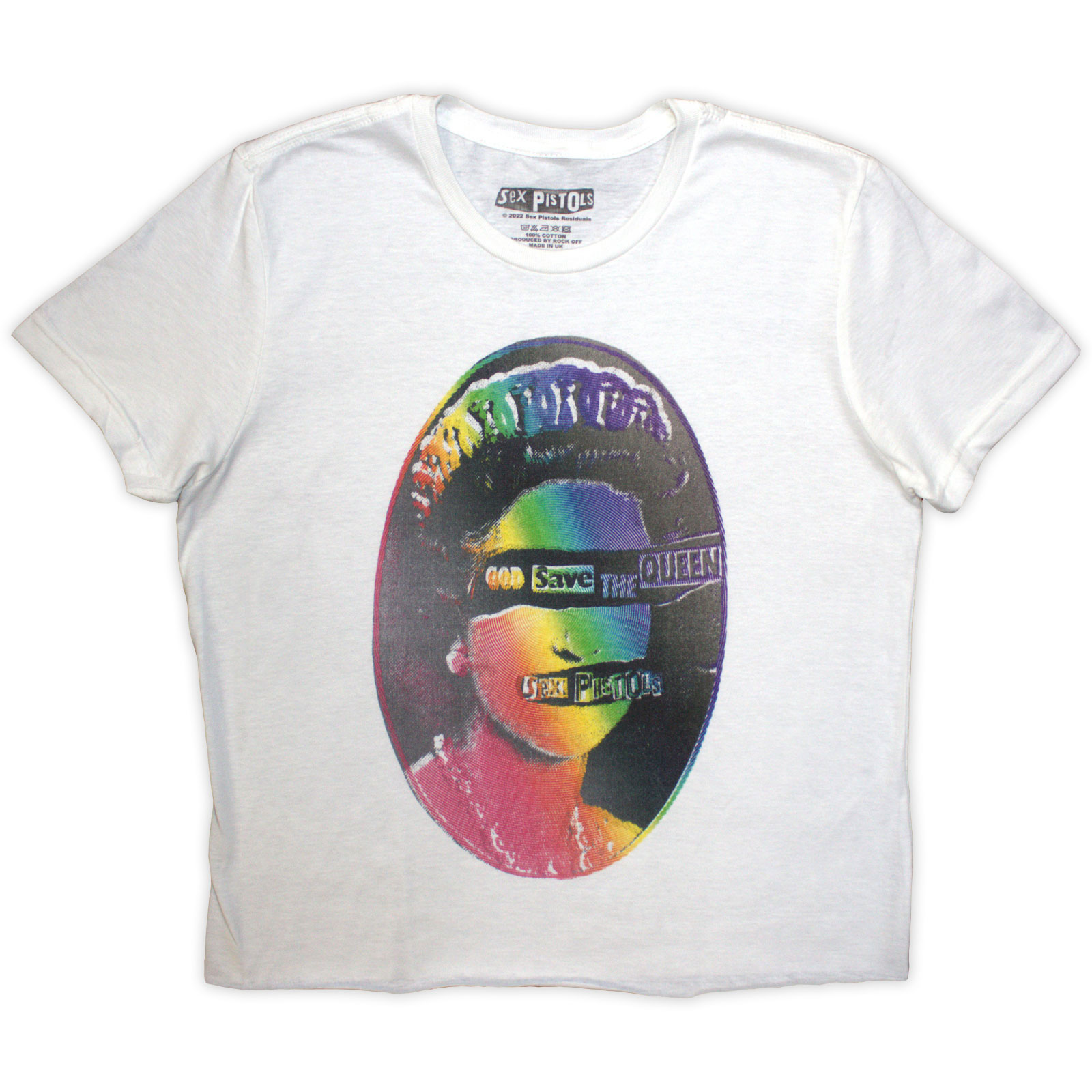 Tielko Sex Pistols - God Save The Queen Rainbow Print, Žena,Biela,XXL