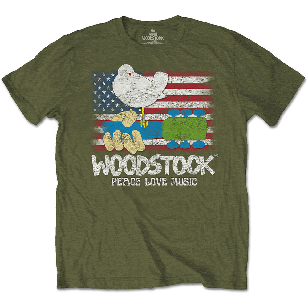 Tričko Woodstock - Flag, Unisex,Zelená,XXL