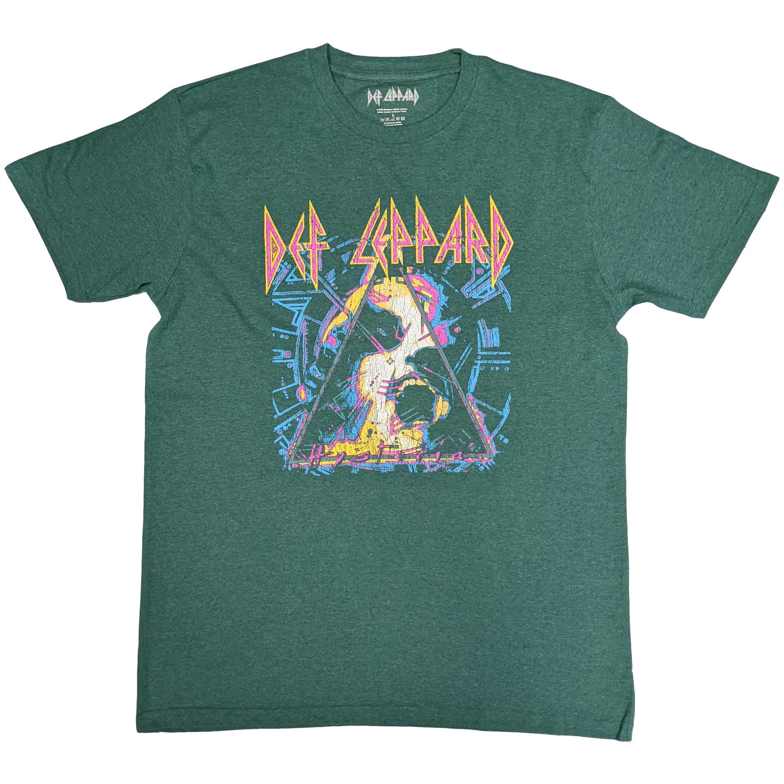 Tričko Def Leppard - Hysteria Album Art, Unisex,Zelená,XXL