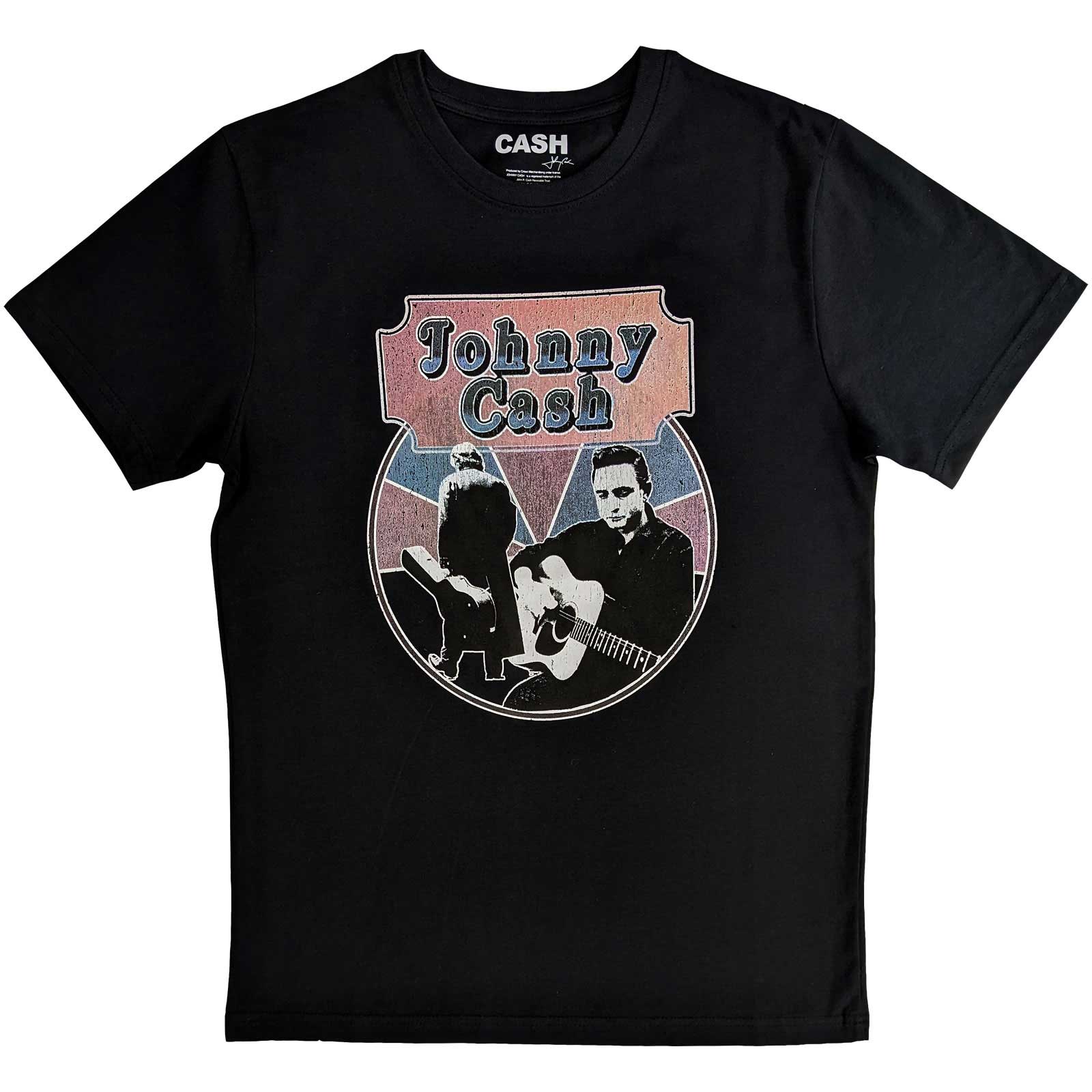 Tričko Johnny Cash - Walking Guitar & Front On, Unisex,Čierna,XXL