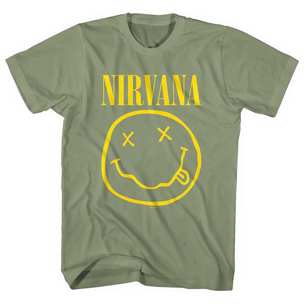 Tričko Nirvana - Yellow Smiley, Unisex,Zelená,XXL