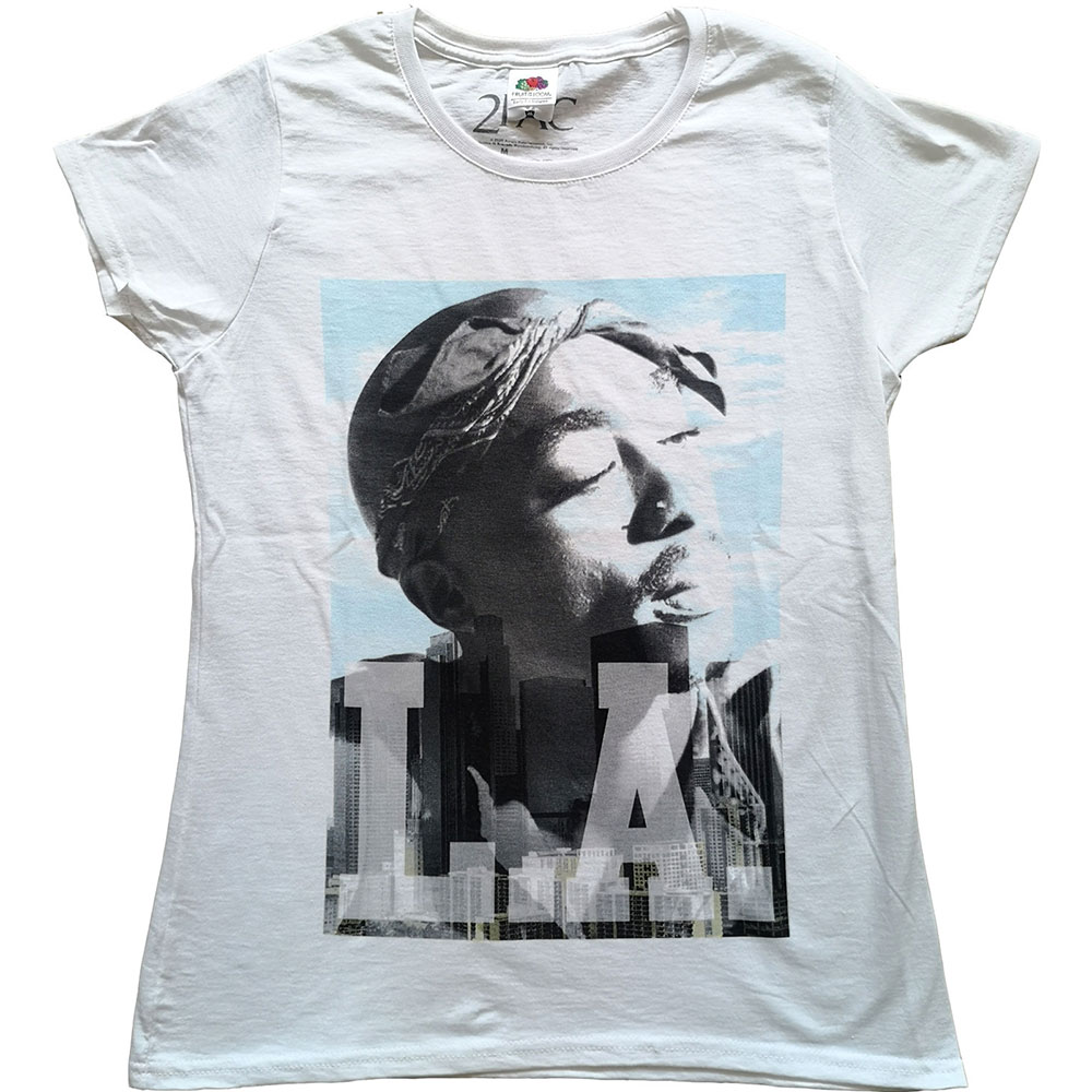 Tričko 2Pac - LA Skyline, Žena,Biela,XXL