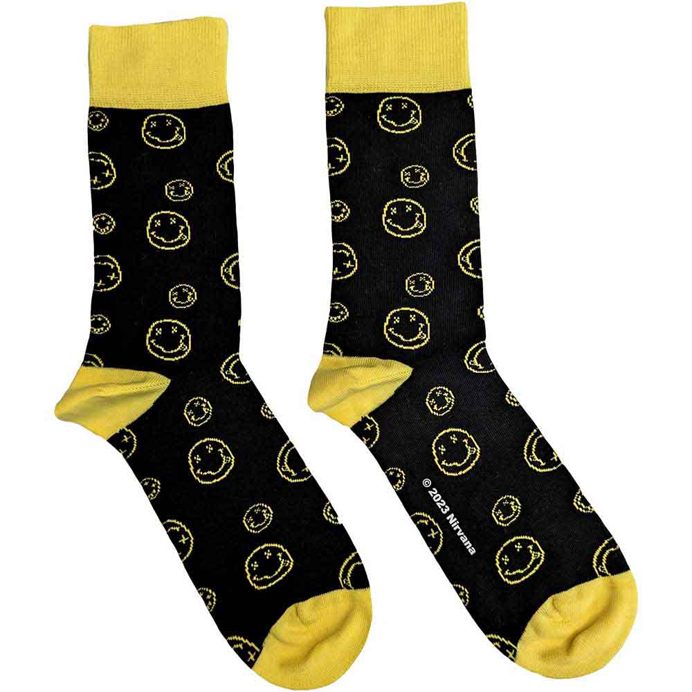 Ponožky Nirvana - Outline Happy Faces, Unisex,Čierna,UK 7 - 11