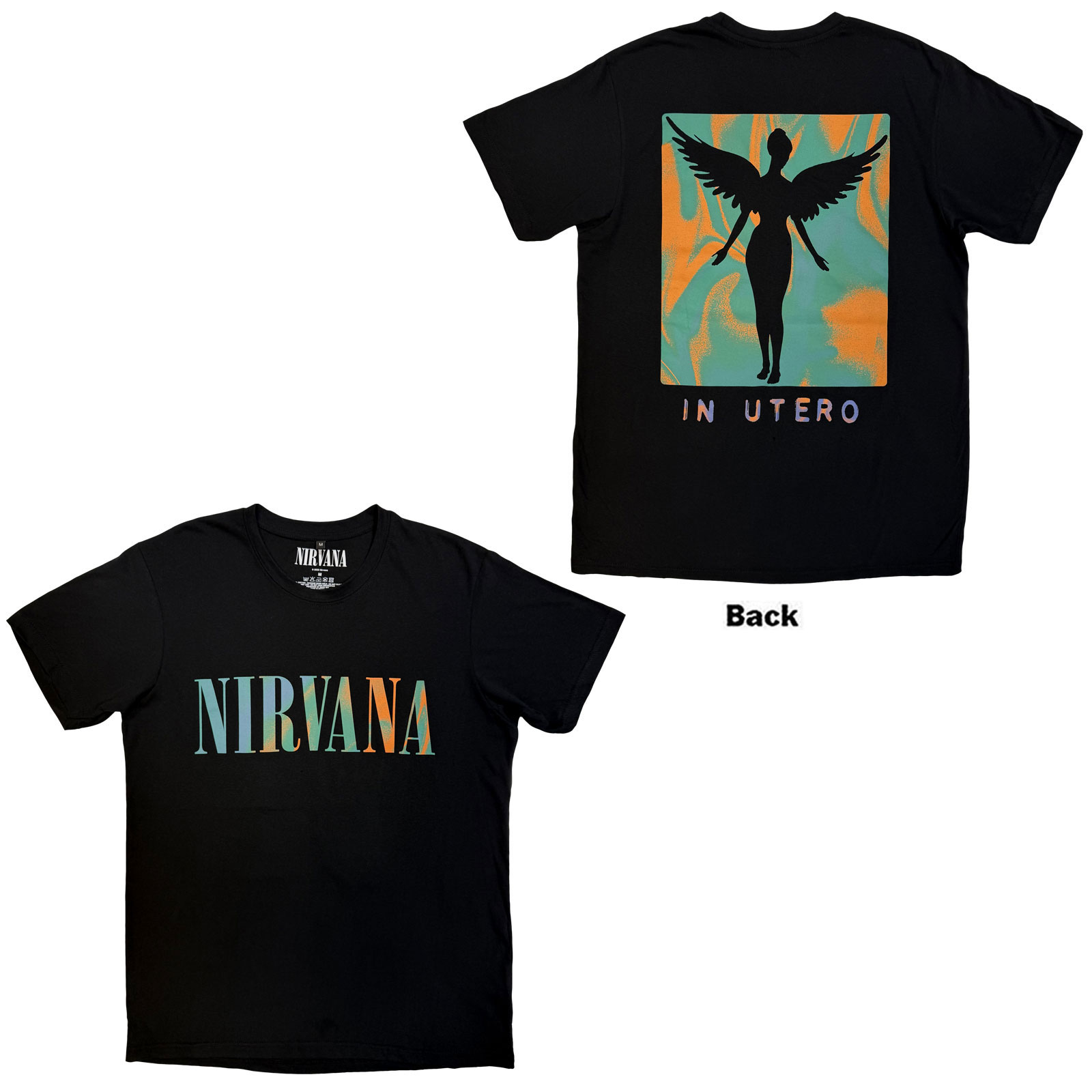 Tričko Nirvana - In Utero Angel Swirl, Unisex,Čierna,XXL