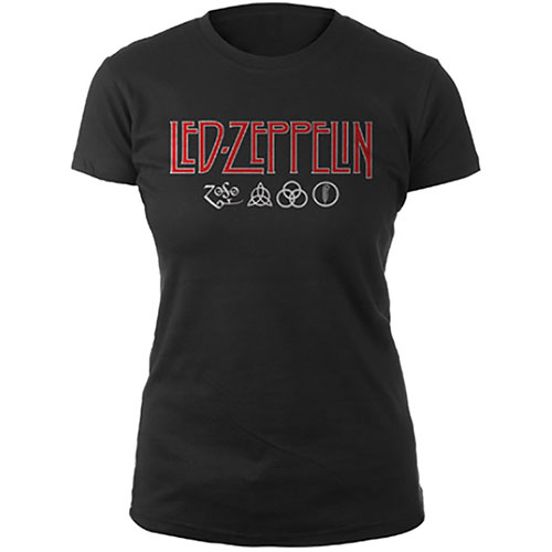 Tričko Led Zeppelin - Logo & Symbols, Žena,Čierna,XXL