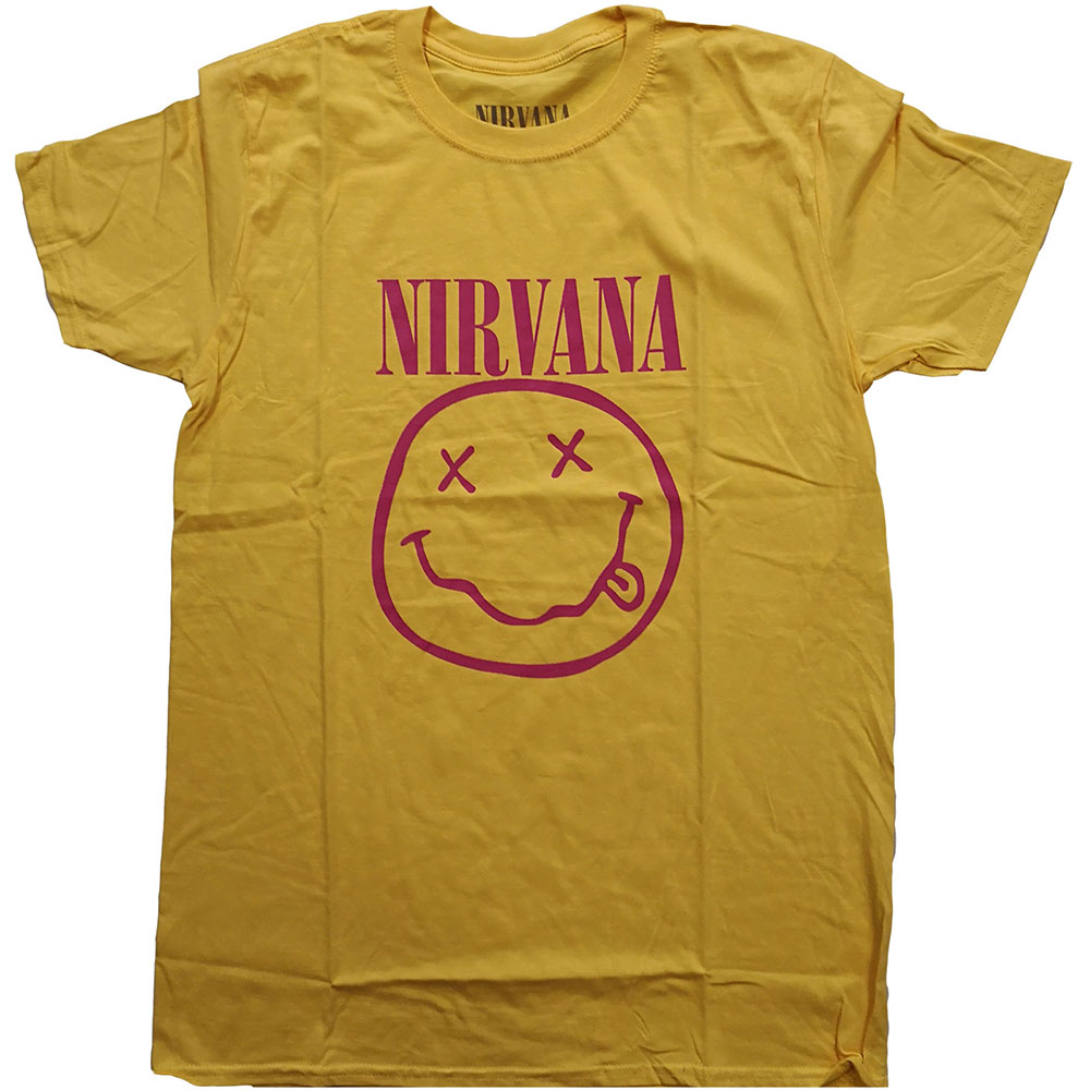 Tričko Nirvana - Pink Smiley, Unisex,Žltá,XXL
