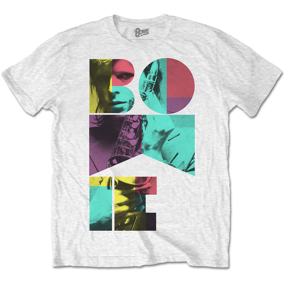 Tričko David Bowie - Colour Sax, Unisex,Biela,XL