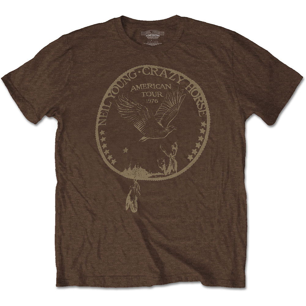 Tričko Neil Young - Tour '76 Seal, Unisex,Hnedá,XXL