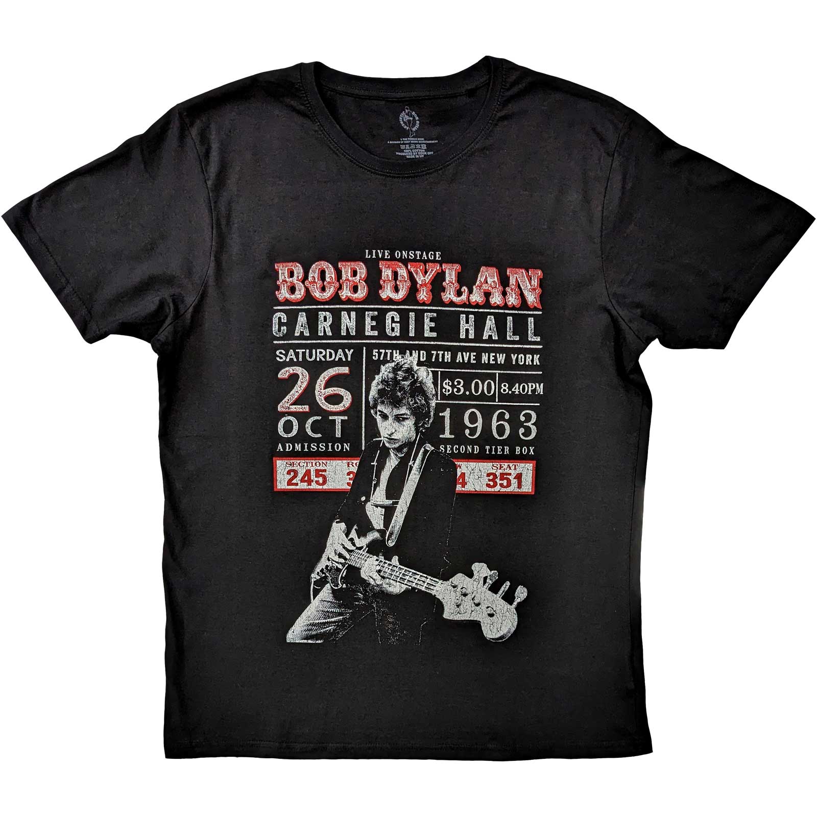 Tričko Bob Dylan - Carnegie Hall '63, Unisex,Čierna,XXL