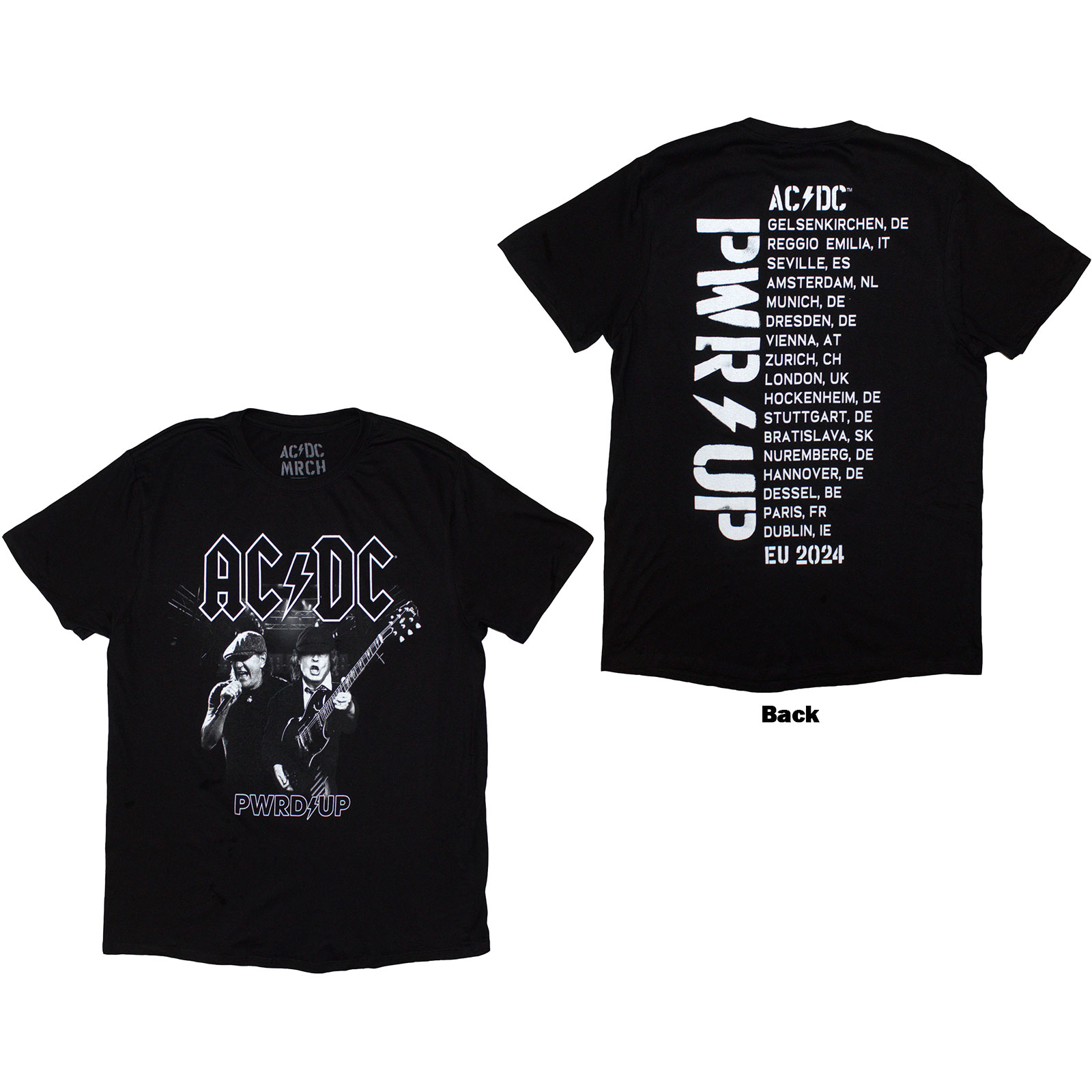 Tričko AC/DC - PWRD-UP B&W Photo EU Tour '24, Unisex,Čierna,3XL