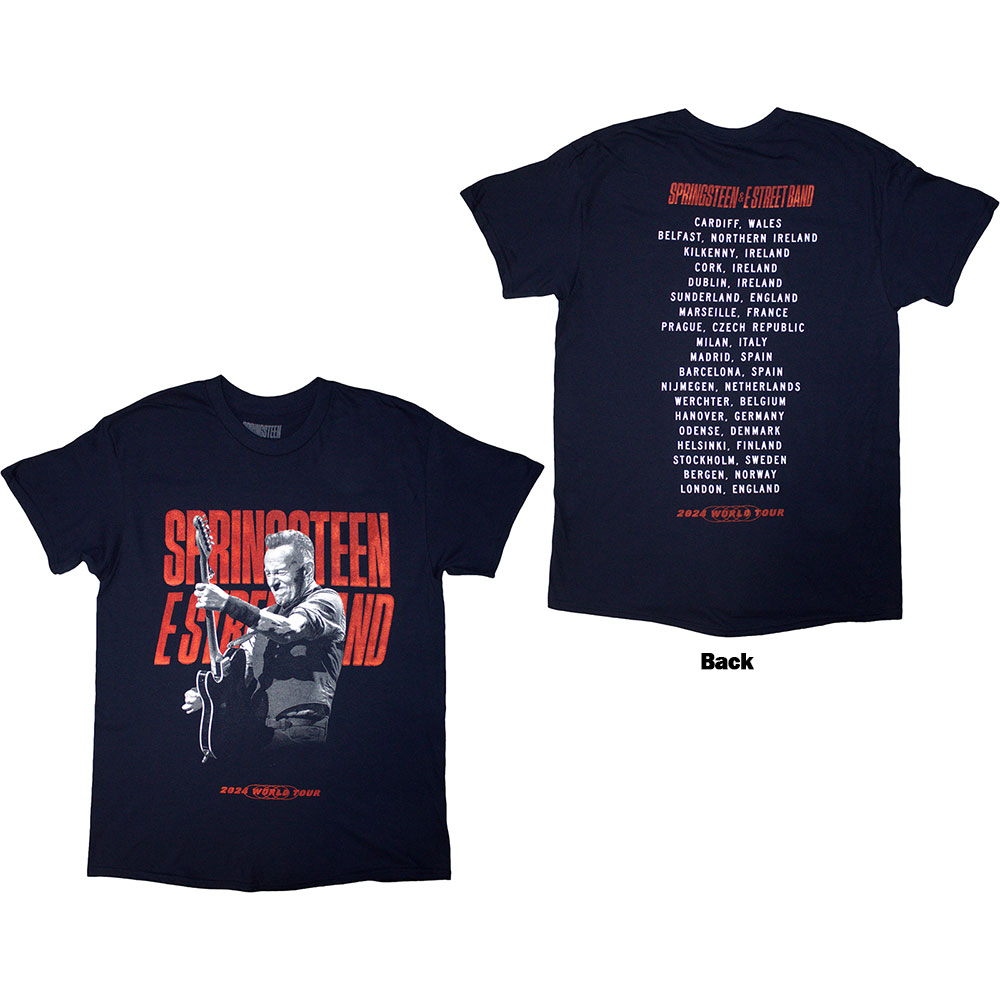 Tričko Bruce Springsteen - Tour '24 Guitar Photo, Unisex,Modrá,M