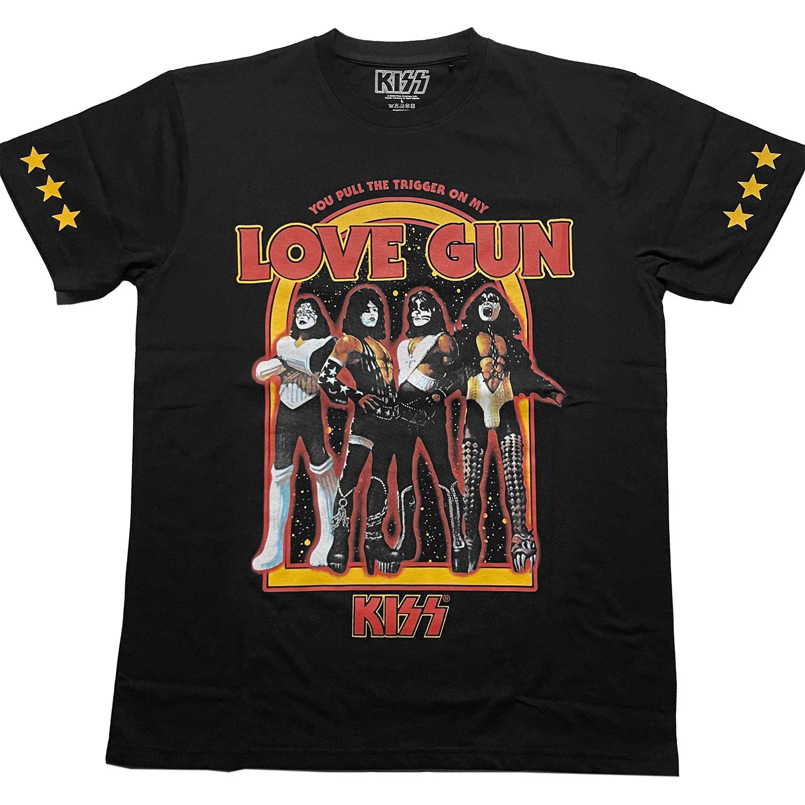Tričko Kiss - Love Gun Stars, Unisex,Čierna,XXL
