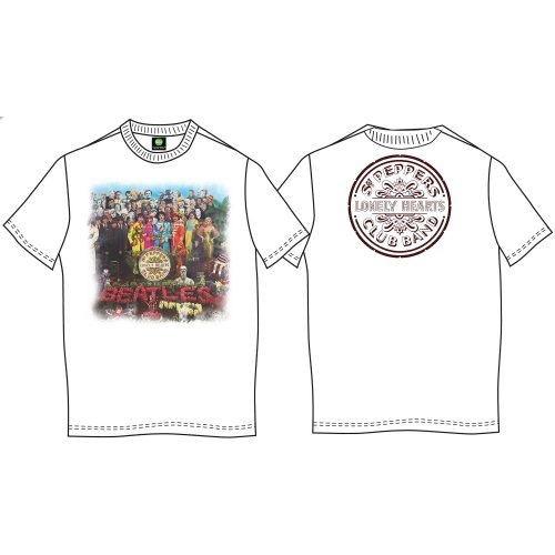 Tričko The Beatles - Sgt Pepper, Unisex,Biela,XXL