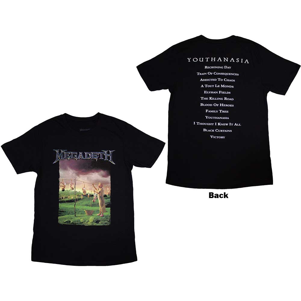 Tričko Megadeth - Youthanasia Tracklist, Unisex,Čierna,XXL