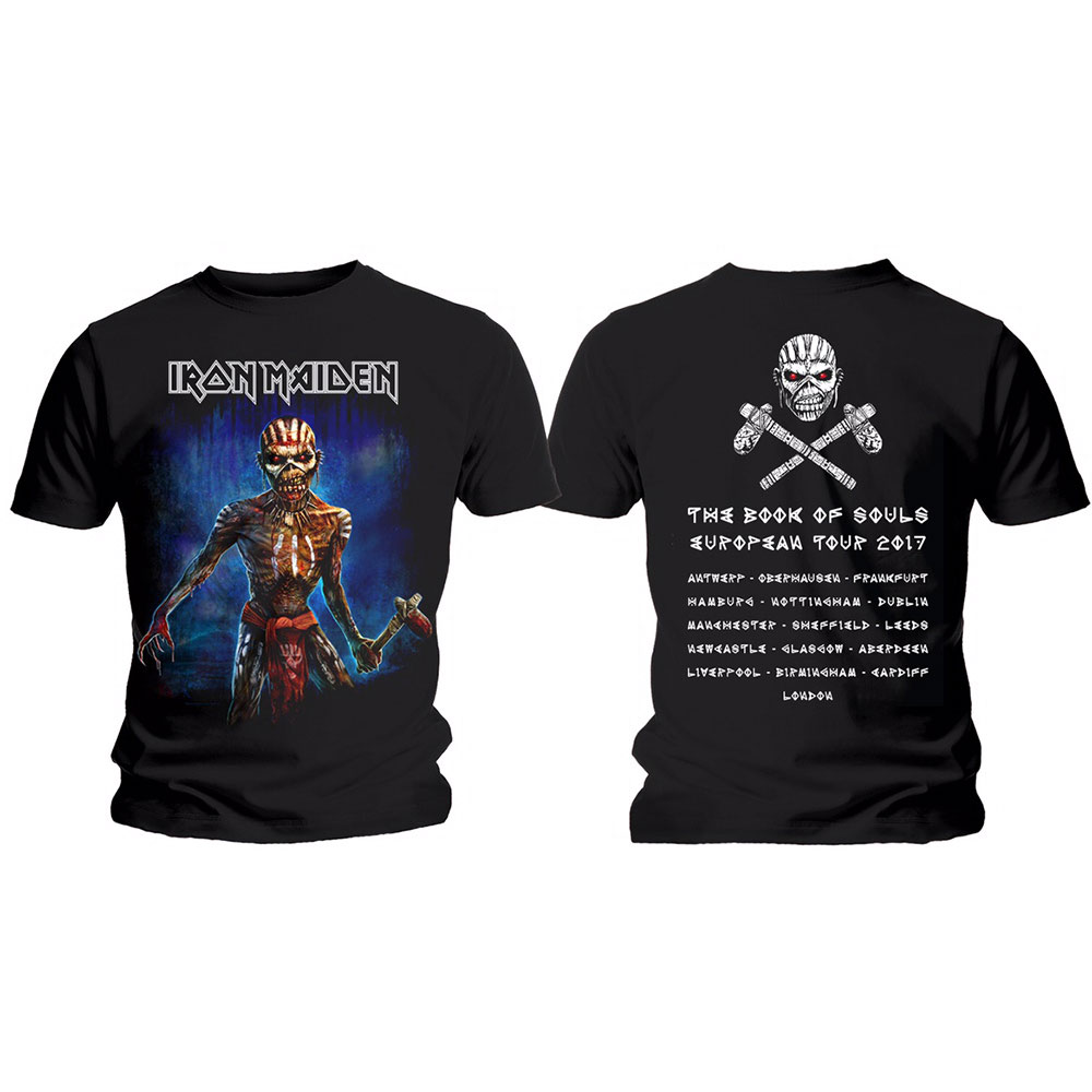 Tričko Iron Maiden - Axe Eddie Book of Souls European Tour V.2, Unisex,Čierna,XXL