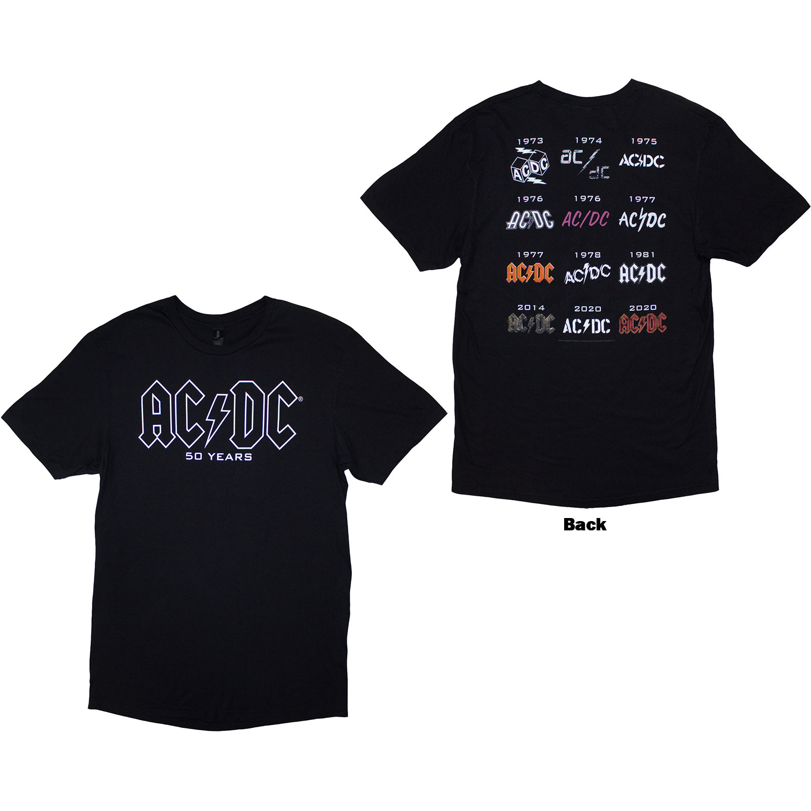 Tričko AC/DC - History Logo, Unisex,Čierna,3XL