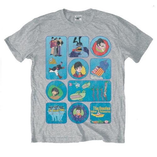 Tričko The Beatles - Yellow Submarine Montage, Unisex,Šedá,XXL