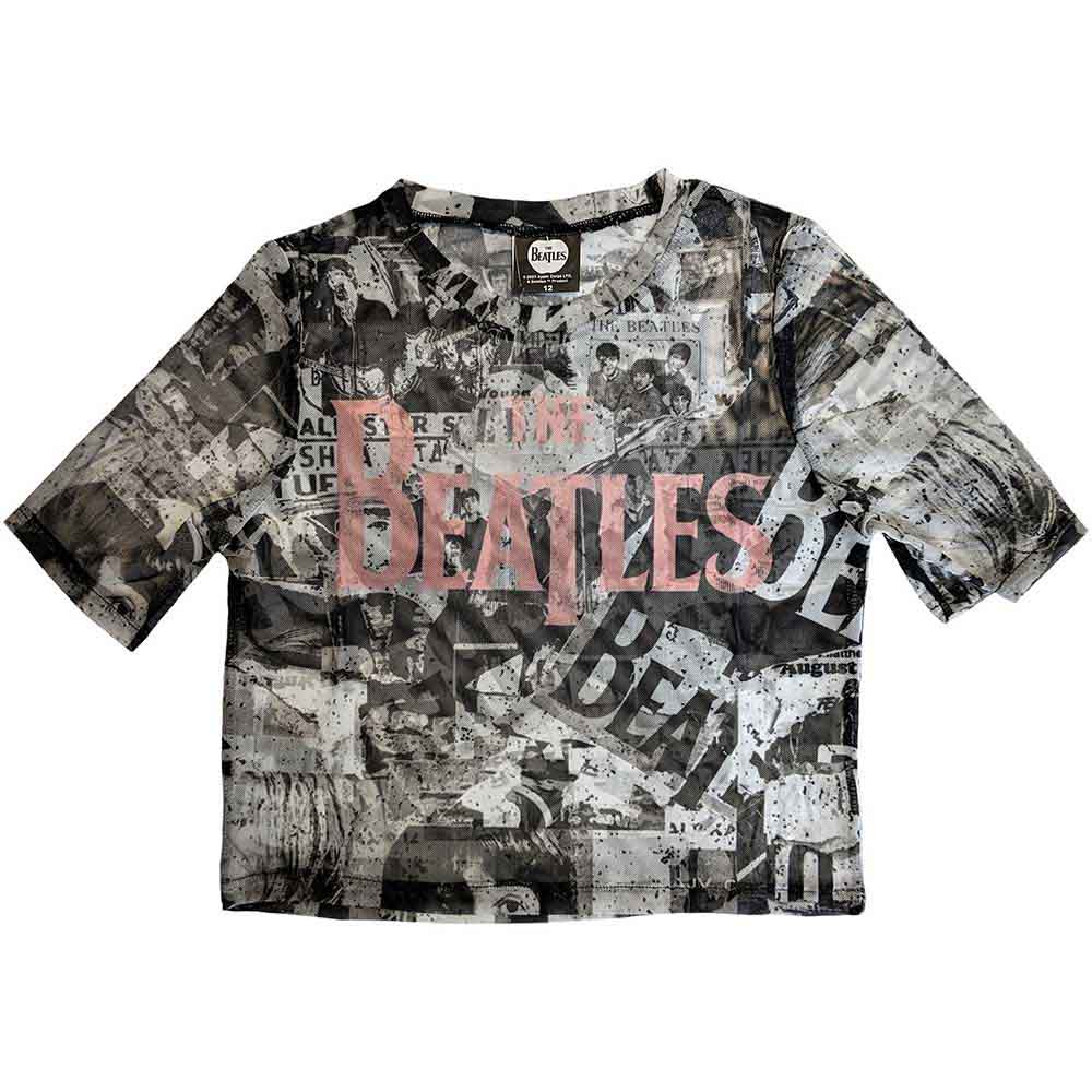 Tielko The Beatles - All-Over-Print & Drop T Logo, Žena,Biela,XXL