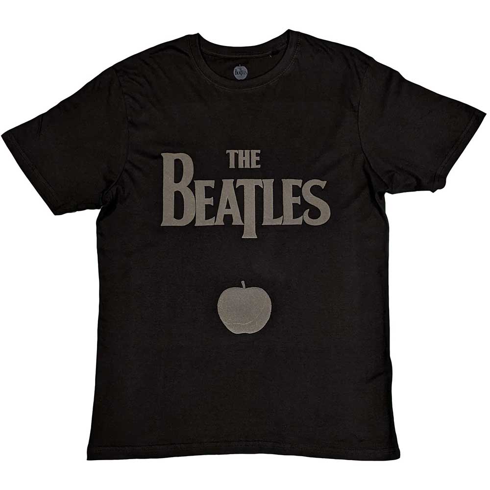 Tričko The Beatles - Drop T Logo & Apple, Unisex,Čierna,M