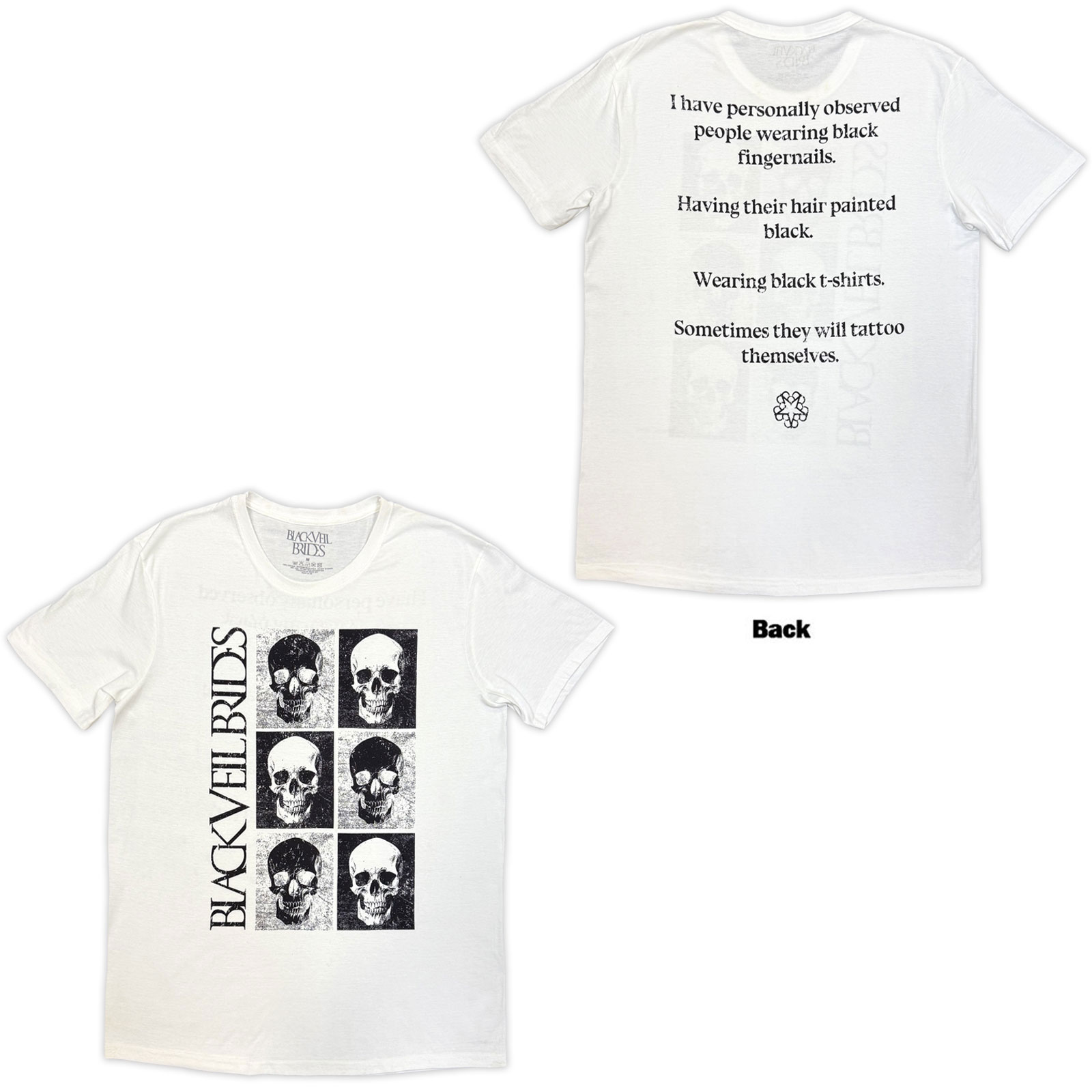Tričko Black Veil Brides - Skulls, Unisex,Biela,S