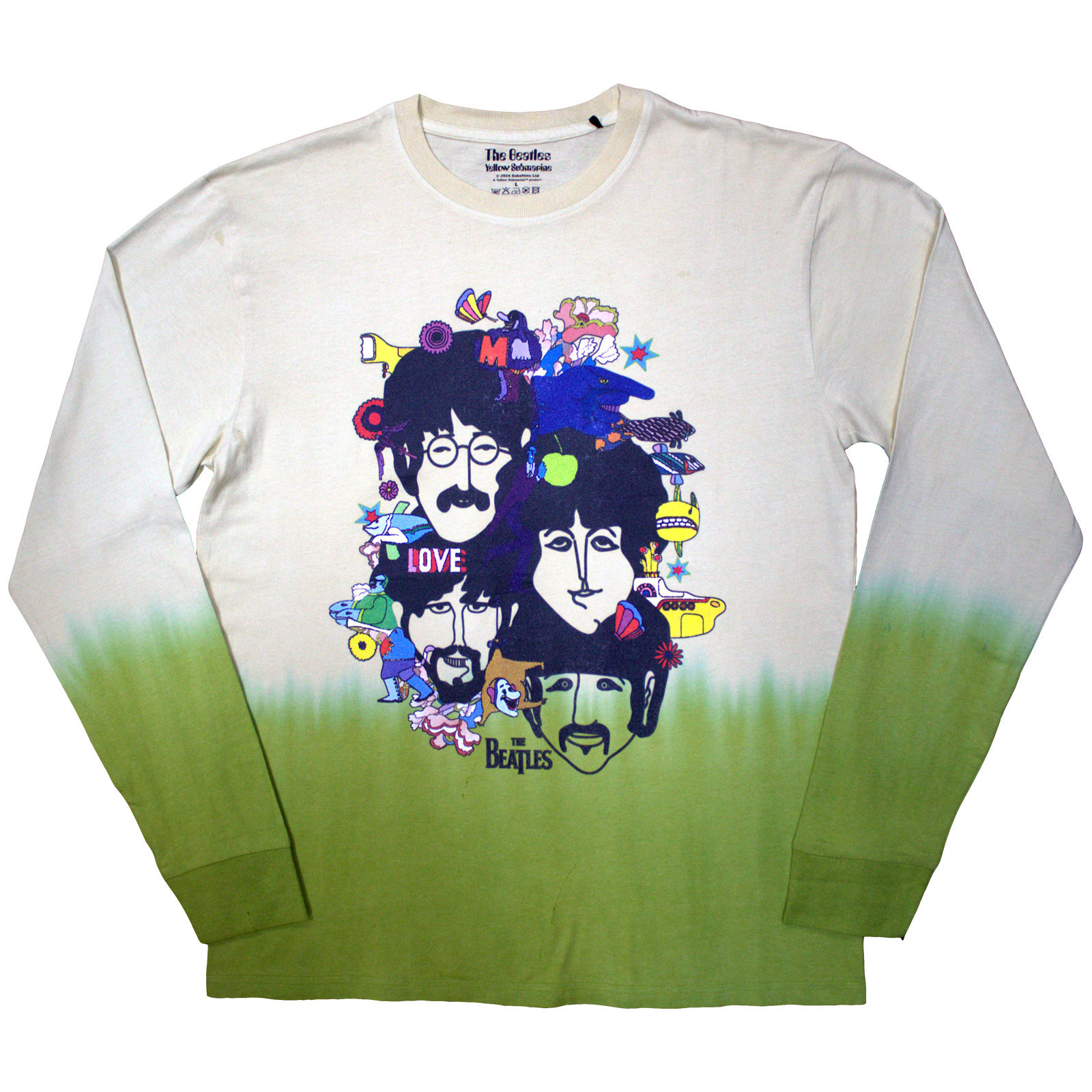 Tričko s dlhým rukávom The Beatles - Yellow Submarine Heads Collage, Unisex,Žltá,XXL