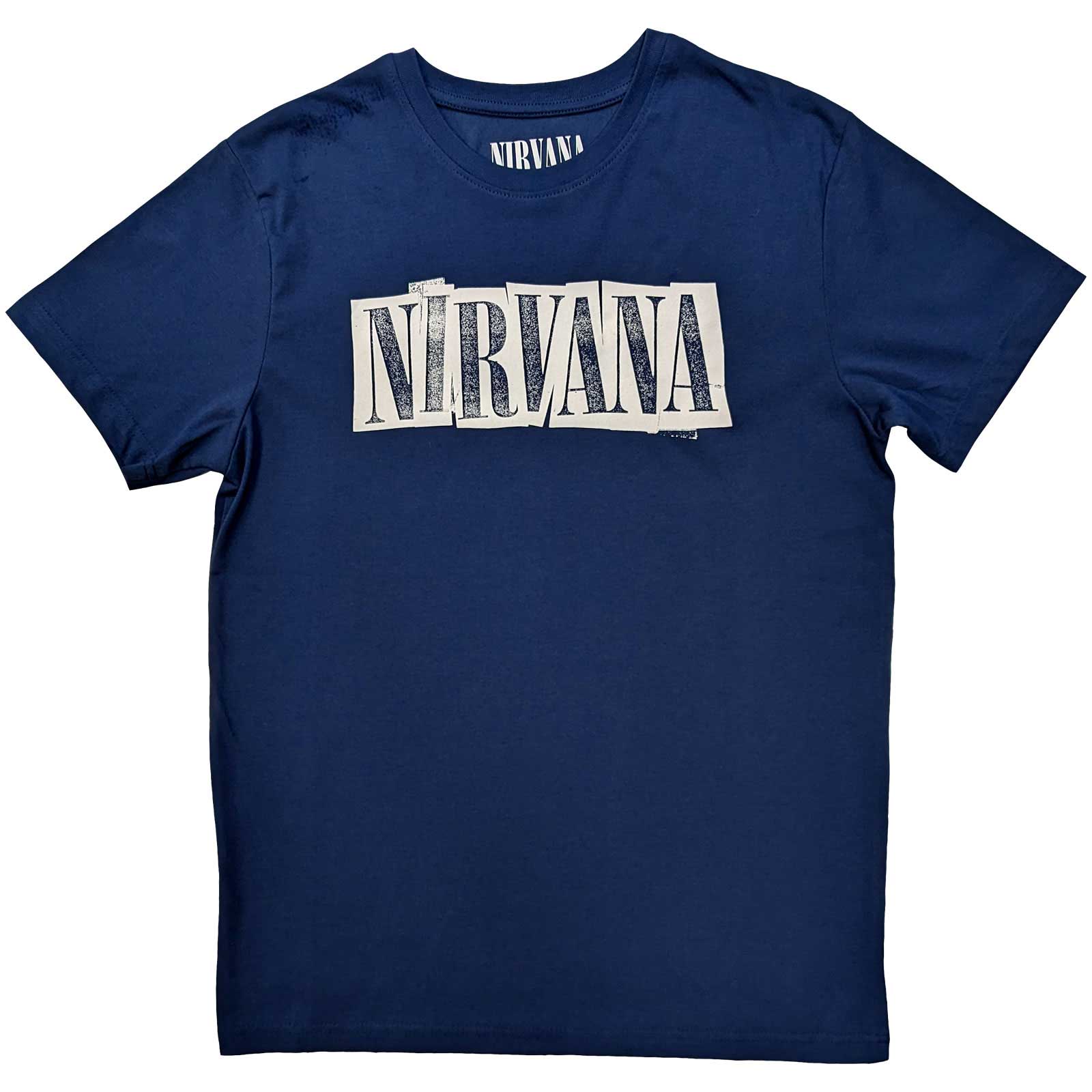 Tričko Nirvana - Box Logo, Unisex,Modrá,XXL