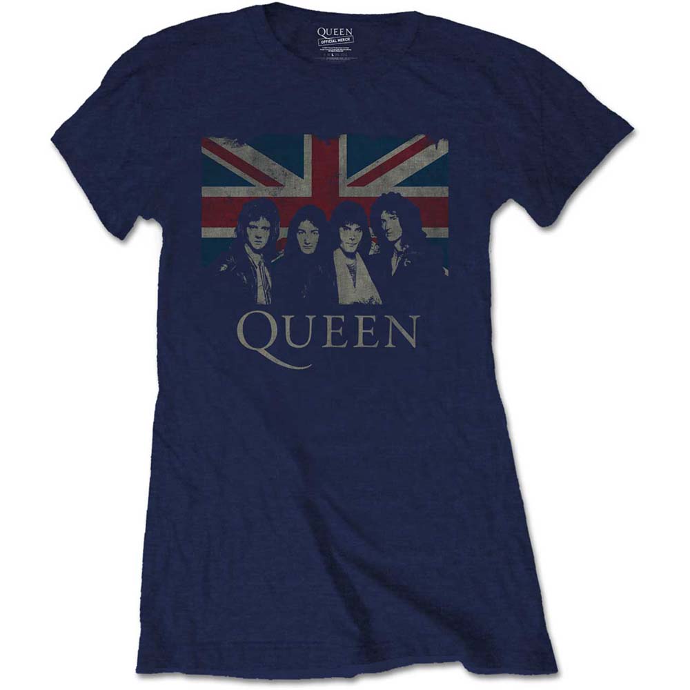 Tričko Queen - Vintage Union Jack, Žena,Modrá,M