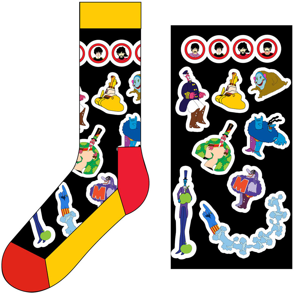 Ponožky The Beatles - Portholes & Characters, Unisex,Čierna,UK 7 - 11