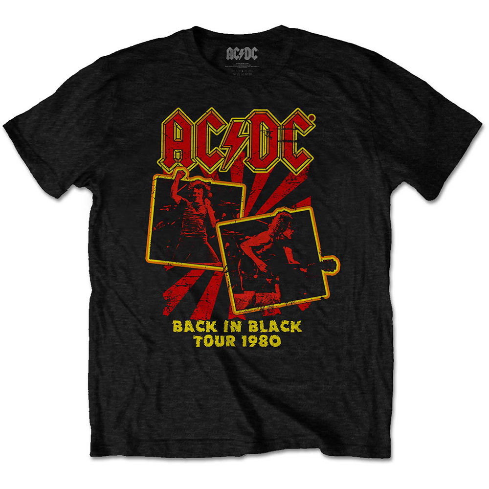 Tričko AC/DC - Back in Black Tour 1980, Unisex,Čierna,XXL