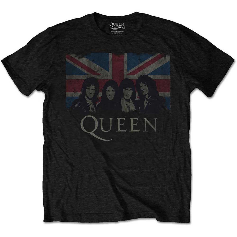 Tričko Queen - Vintage Union Jack, Dieťa,Čierna,11 – 12 rokov