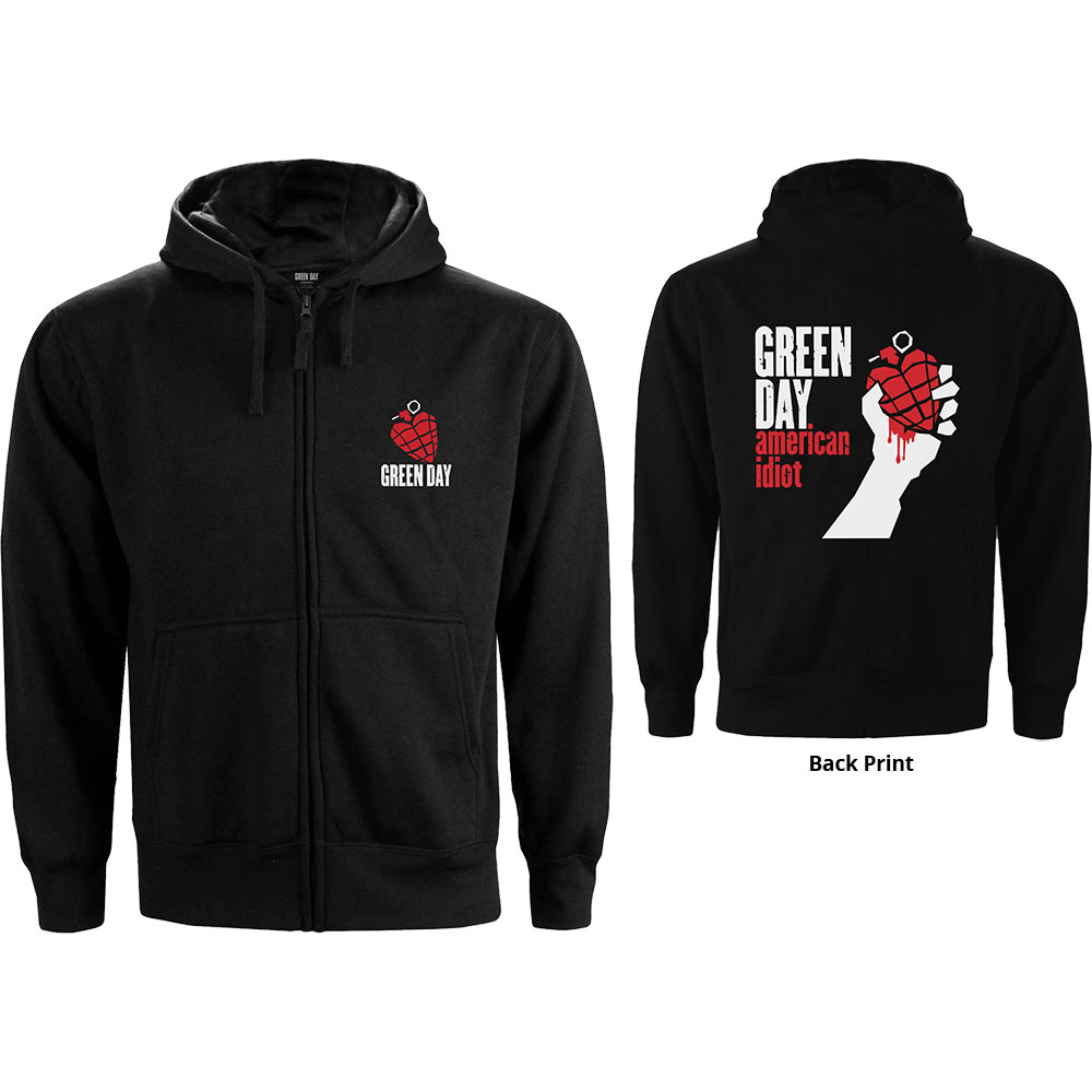 Mikina na zips Green Day - American Idiot, Unisex,Čierna,XXL