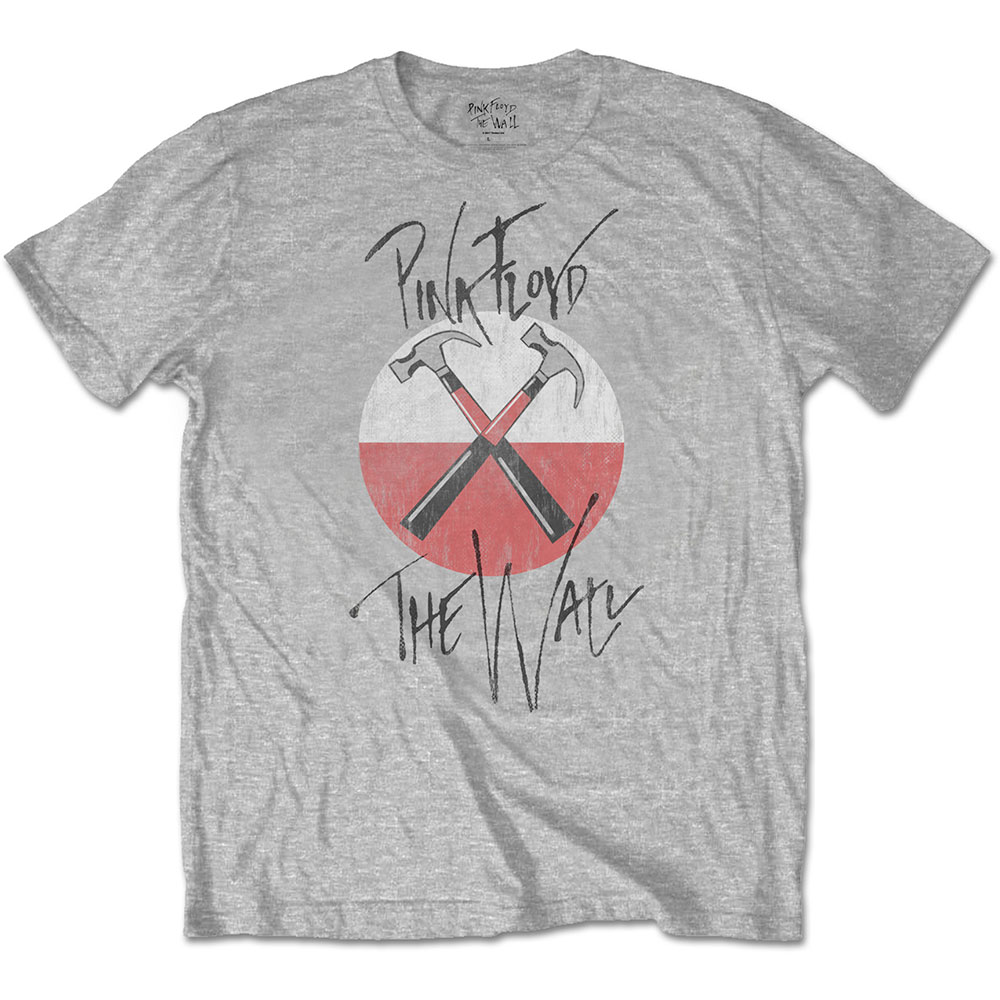 Tričko Pink Floyd - The Wall Faded Hammers Logo, Unisex,Šedá,XL