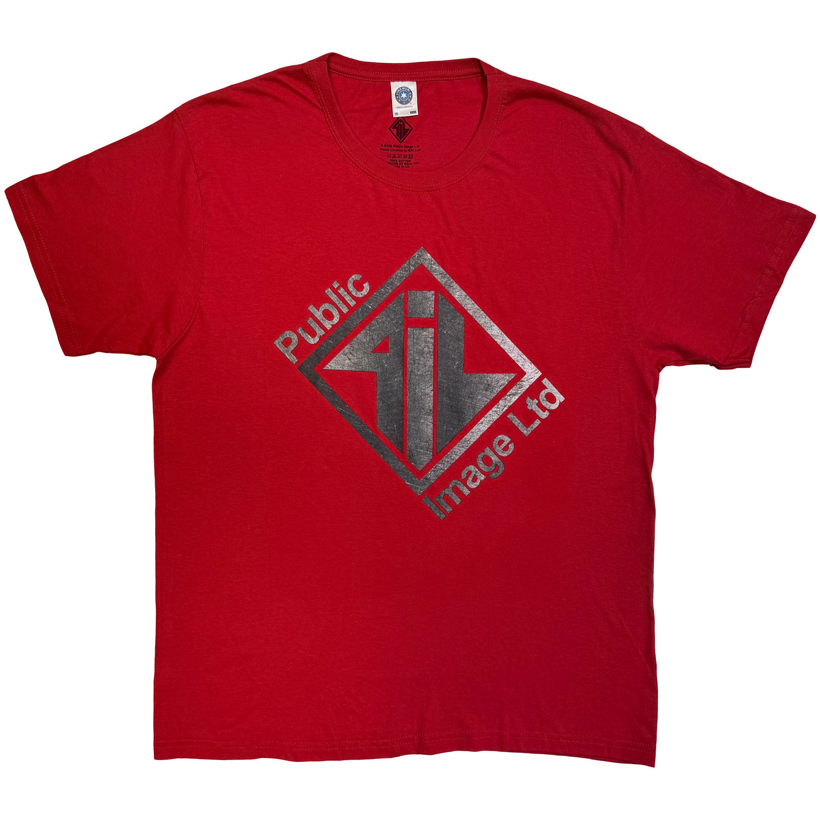 Tričko PIL Public Image Ltd - Brushed Steel Logo & Text, Unisex,Červená,XXL