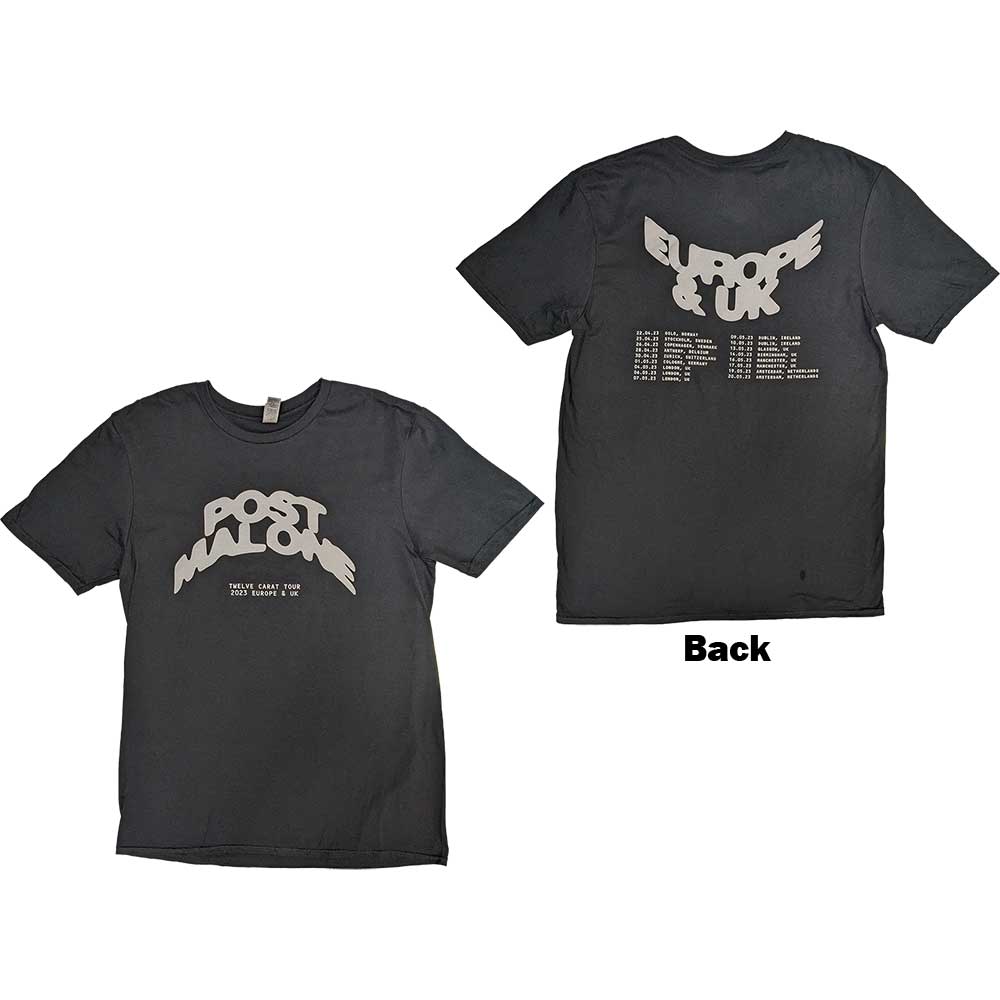 Tričko Post Malone - Curved Logo 2023 Tour Dates, Unisex,Čierna,XXL