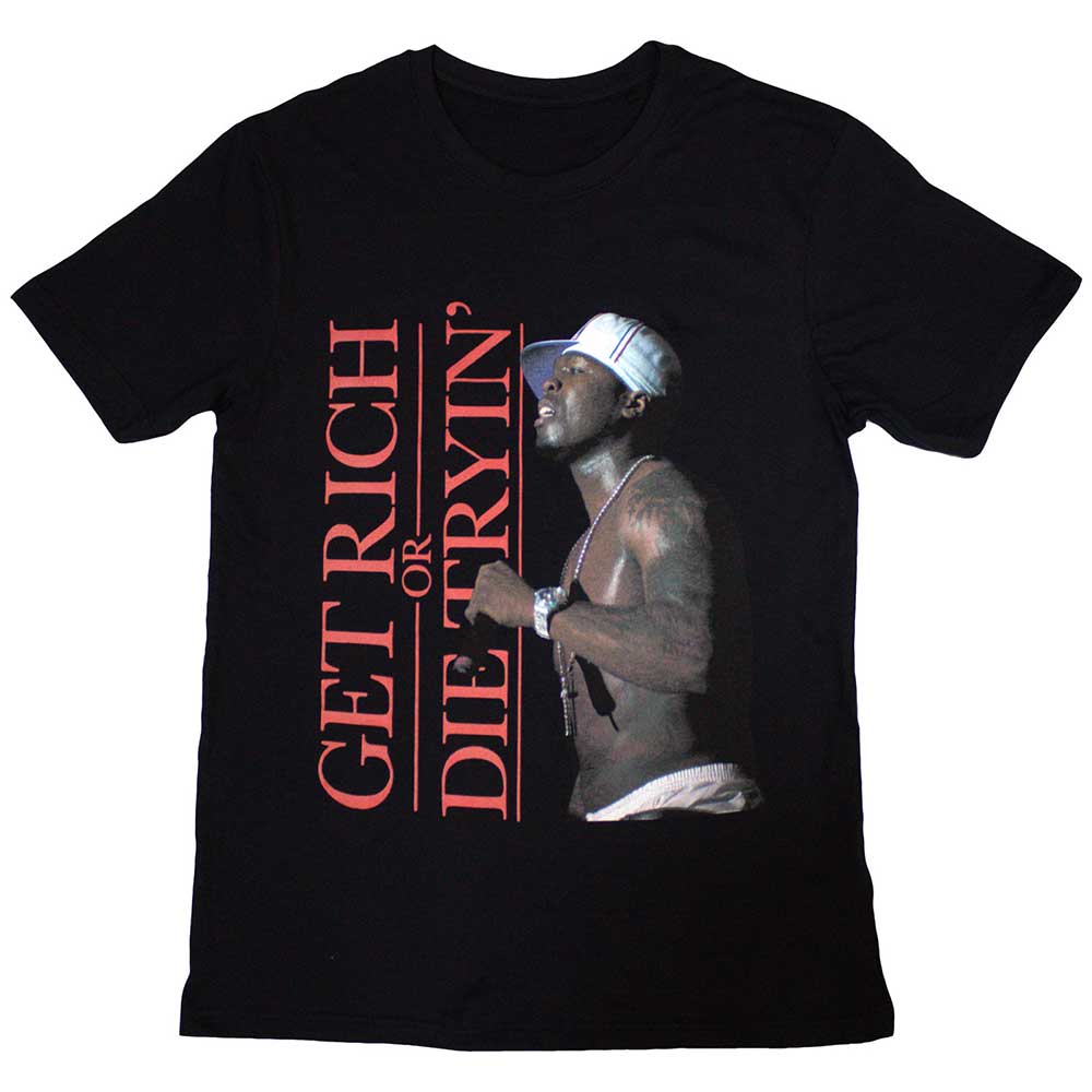 Tričko 50 Cent - Get Rich, Unisex,Čierna,XL