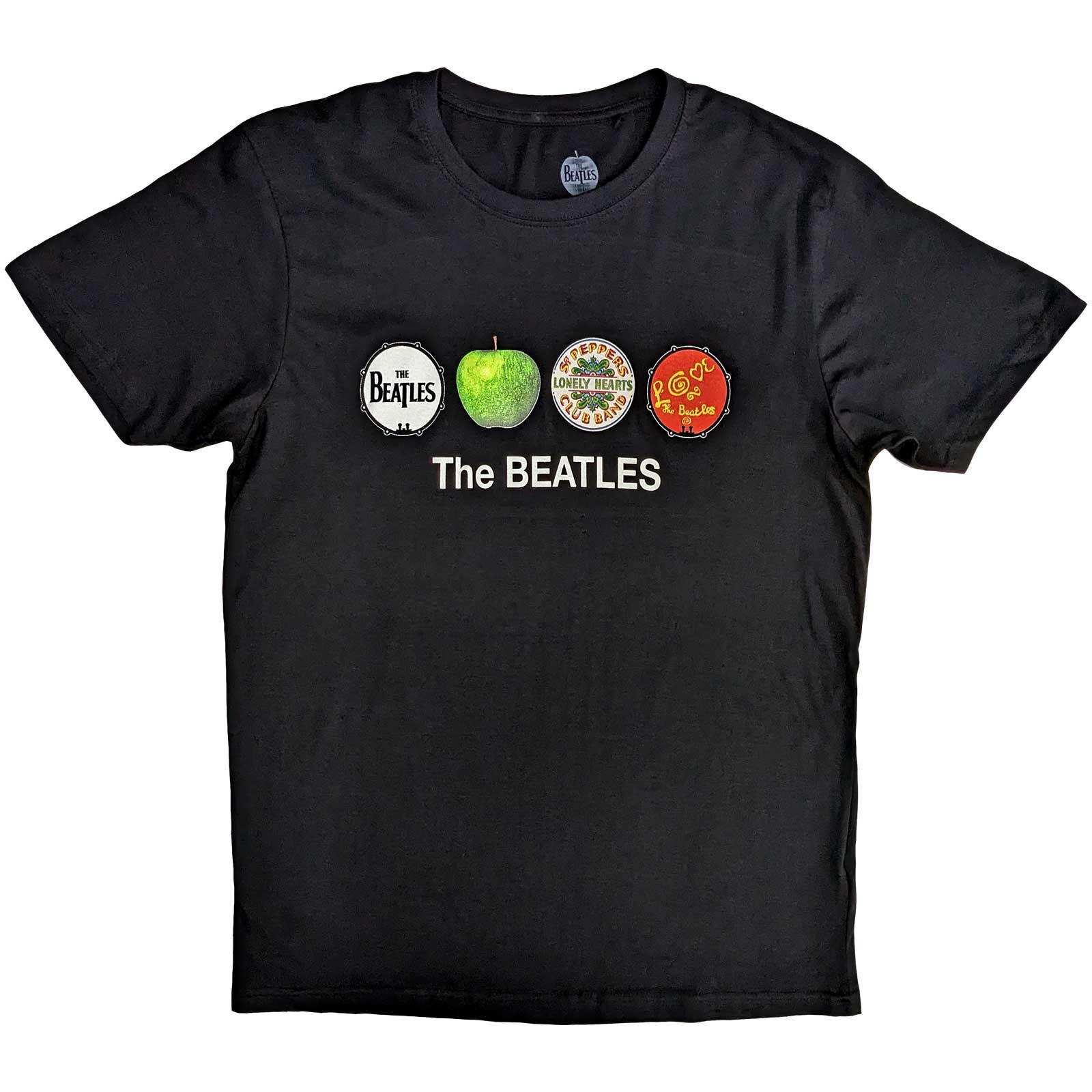Tričko The Beatles - Apple & Drums, Unisex,Čierna,XXL