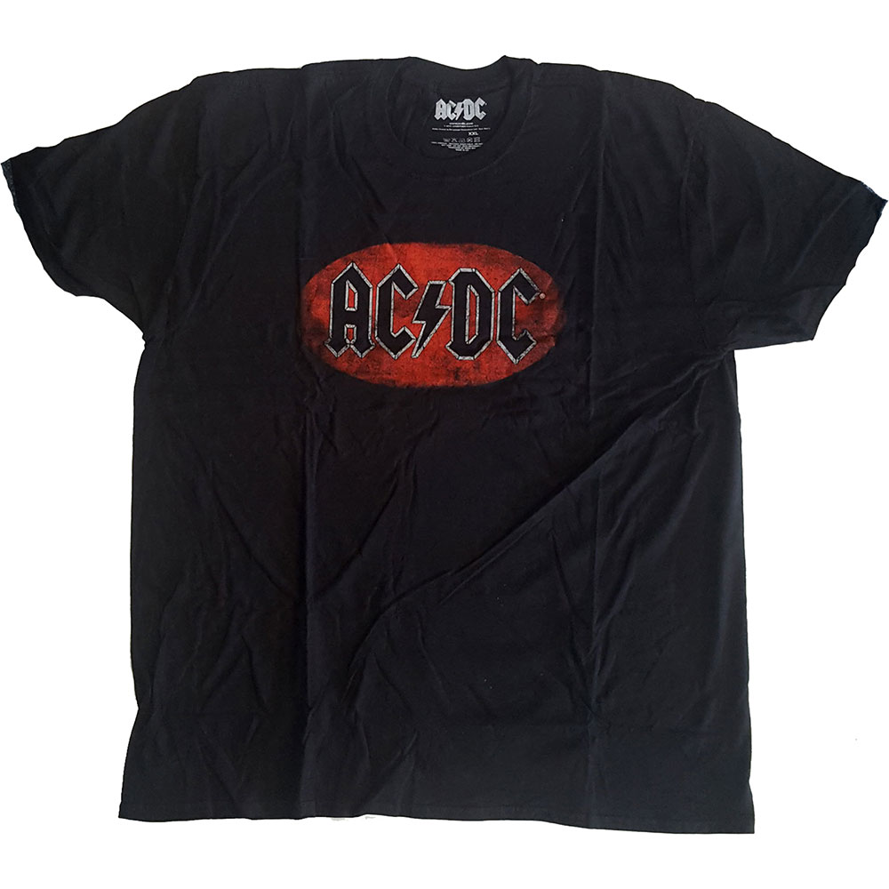 Tričko AC/DC - Oval Logo Vintage, Unisex,Čierna,XXL