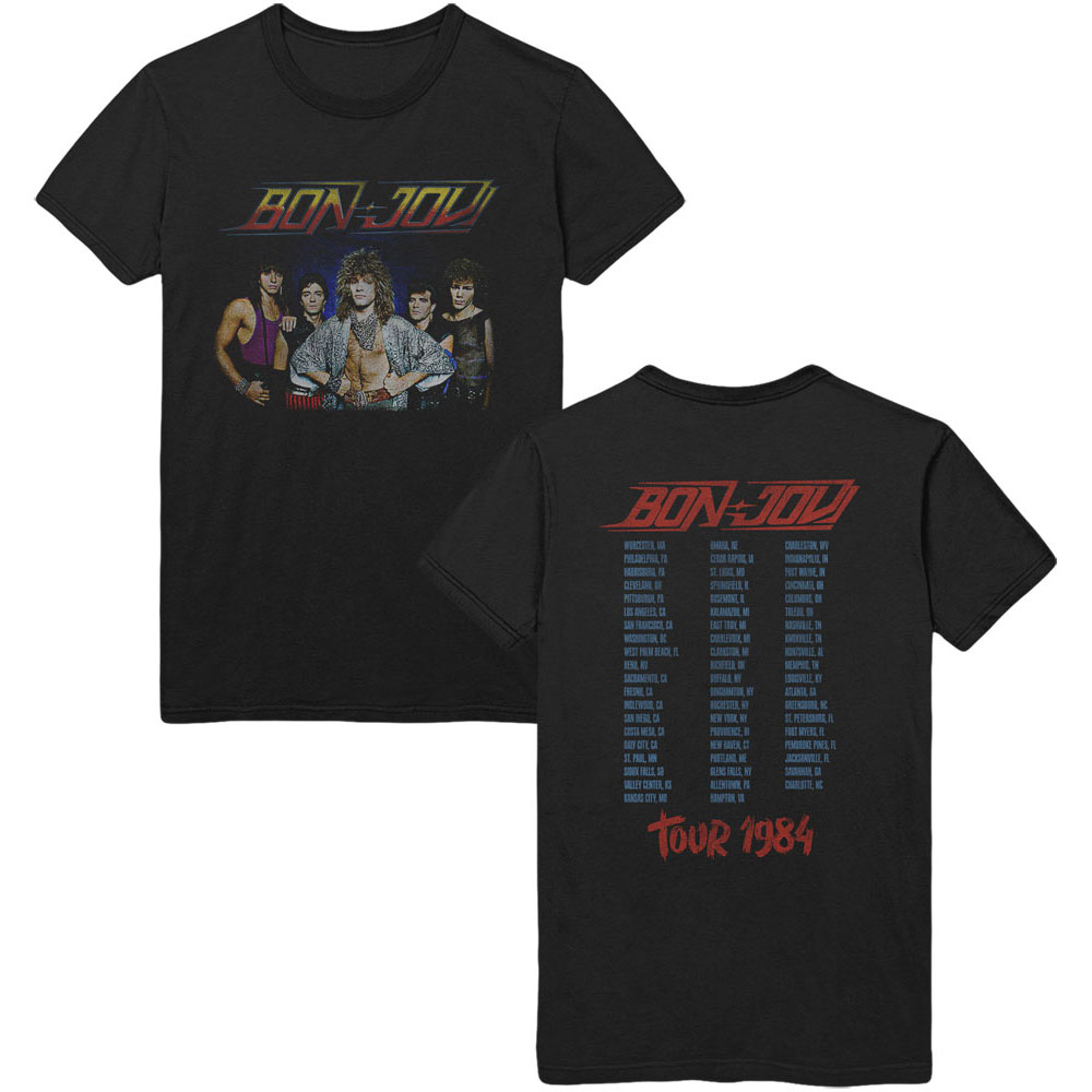 Tričko Bon Jovi - Tour '84, Unisex,Čierna,XXL
