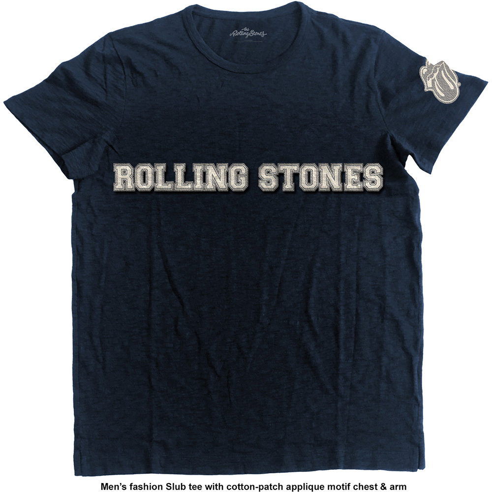 Tričko The Rolling Stones - Logo & Tongue, Unisex,Modrá,XL