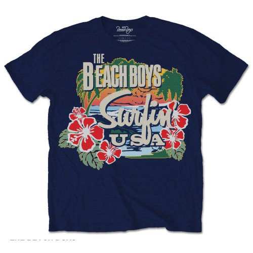 Tričko The Beach Boys - Surfin USA Tropical, Unisex,Modrá,XXL