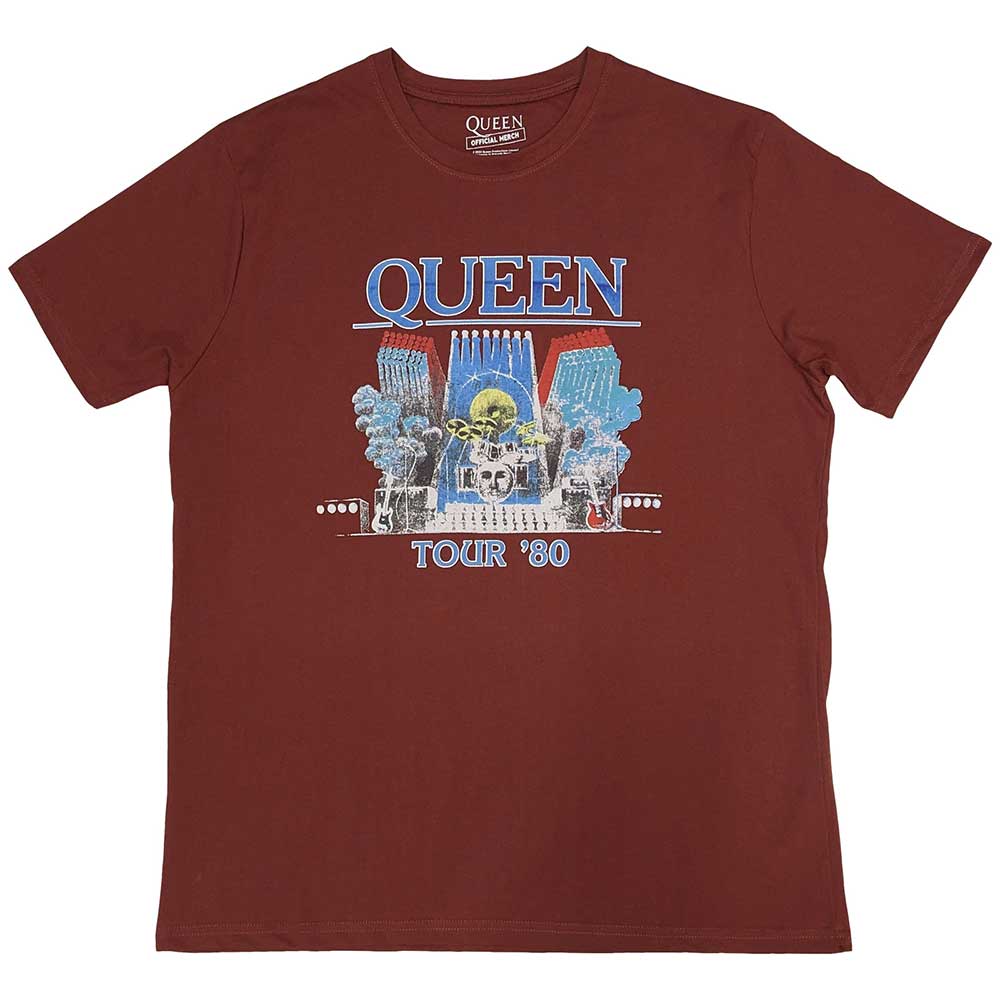 Tričko Queen - Tour '80, Unisex,Červená,XXL