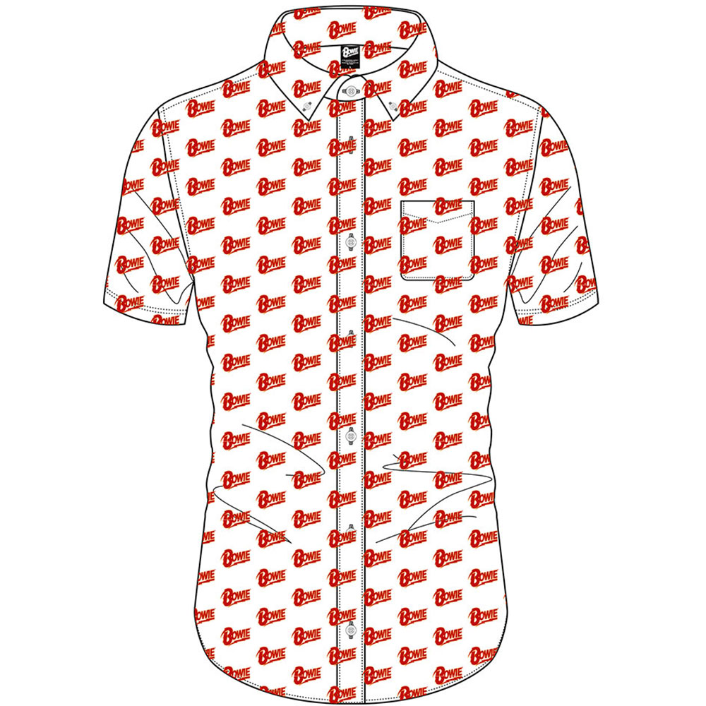 Košeľa David Bowie - Logo Pattern, Unisex,Biela,XXL