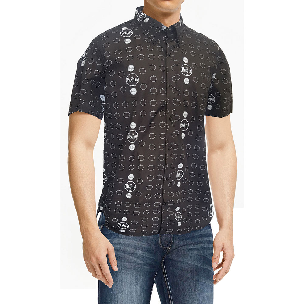 Košeľa The Beatles - Drum and Apples, Unisex,Čierna,XL