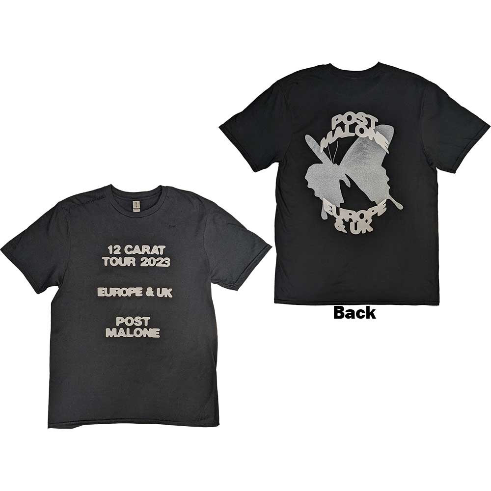 Tričko Post Malone - Butterfly Logo 2023 Tour, Unisex,Čierna,L