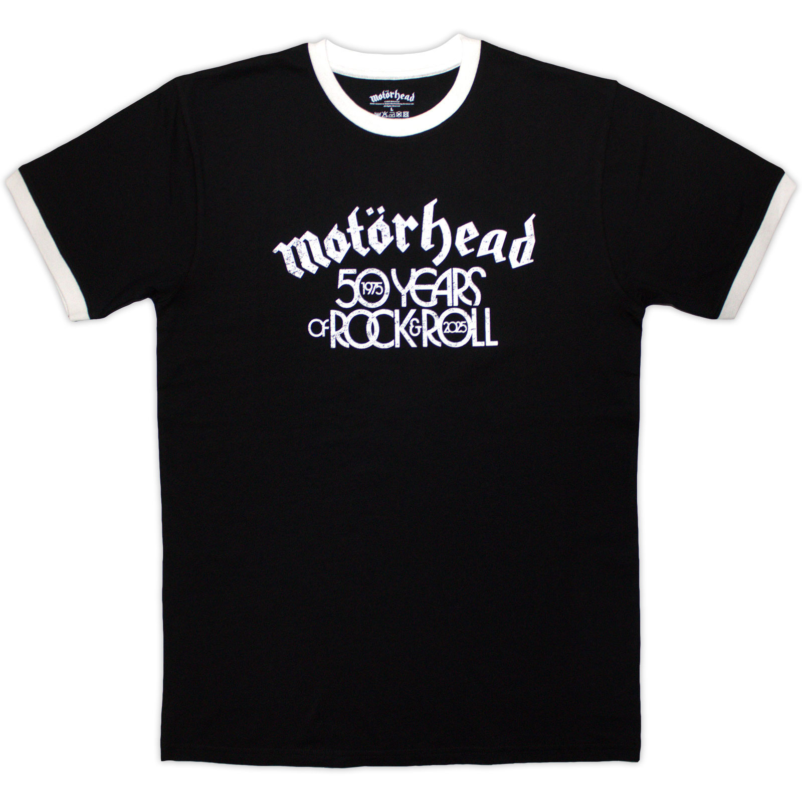 Tričko Motörhead - 50 Years Text Lock Up Ringer, Unisex,Čierna,XXL