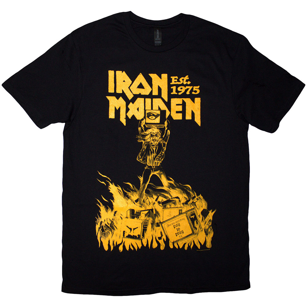 Tričko Iron Maiden - Est. 1975 Holy Smoke Jumbo Yellow, Unisex,Čierna,M