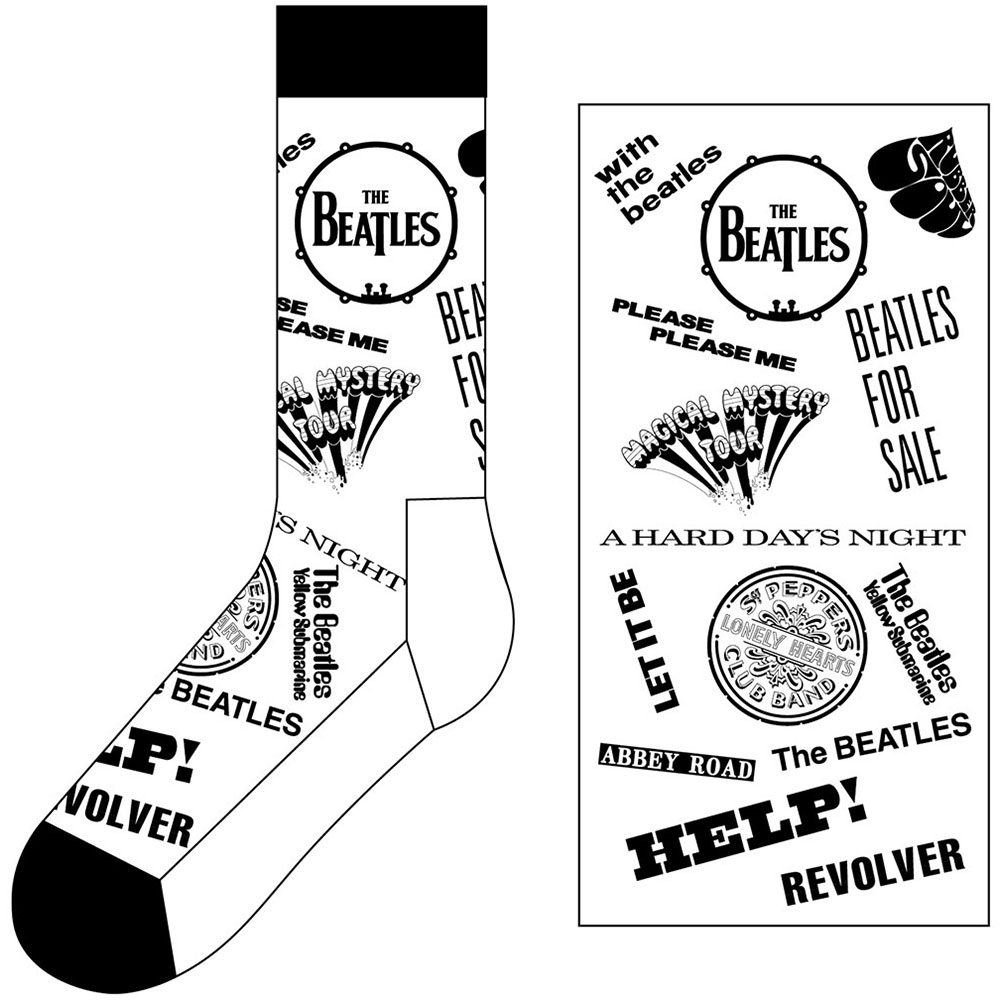 Ponožky The Beatles - Albums Monochrome, Unisex,Biela,UK 7 - 11