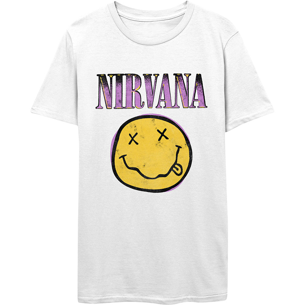 Tričko Nirvana - Xerox Smiley Pink, Unisex,Biela,XXL