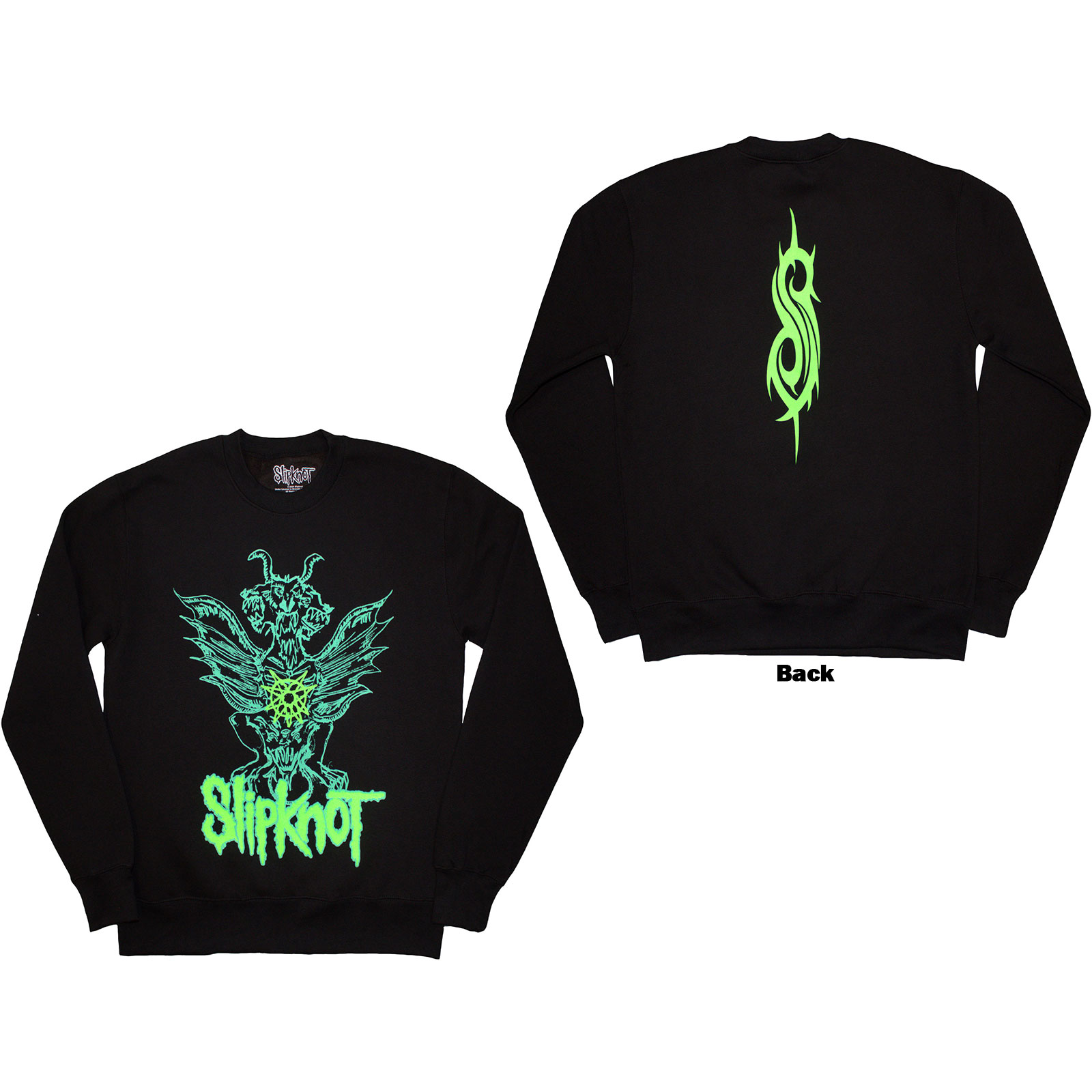 Crewneck Slipknot - Green Demon, Unisex,Čierna,XL