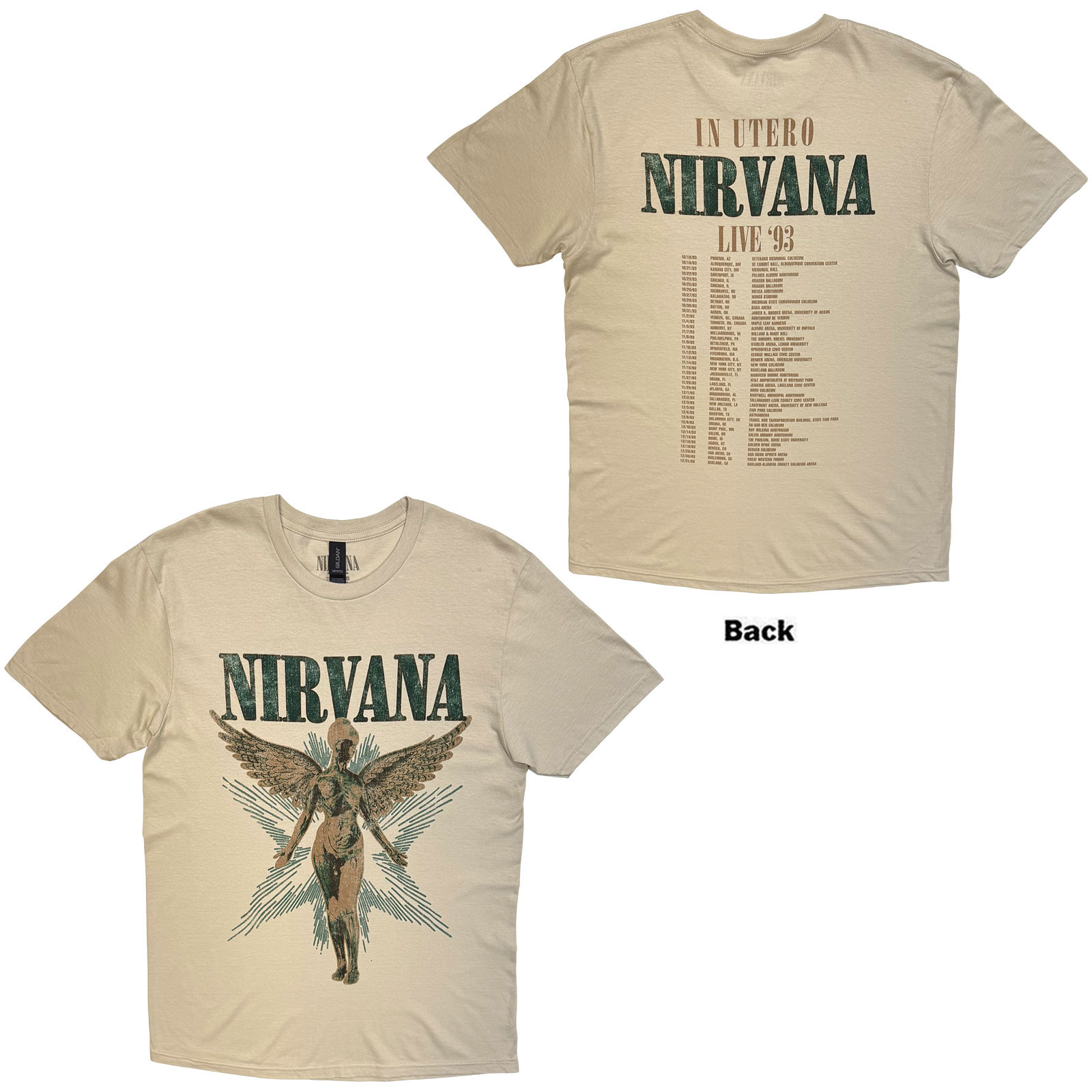 Tričko Nirvana - Angel Vintage, Unisex,Natural,XXL